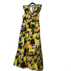 Midi Floral Dress XL boho cottage core Party/cocktail/wedding ruffles Colorful